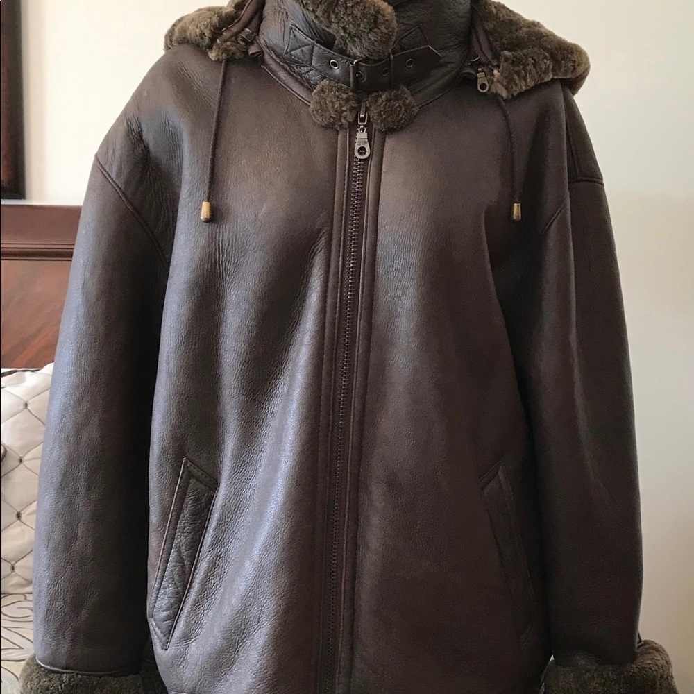 Mens Sheepskin Leather Bomber-Style Jacket